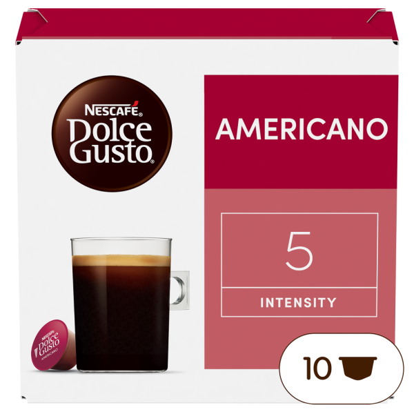 Front view of Americano (10 pods) box
