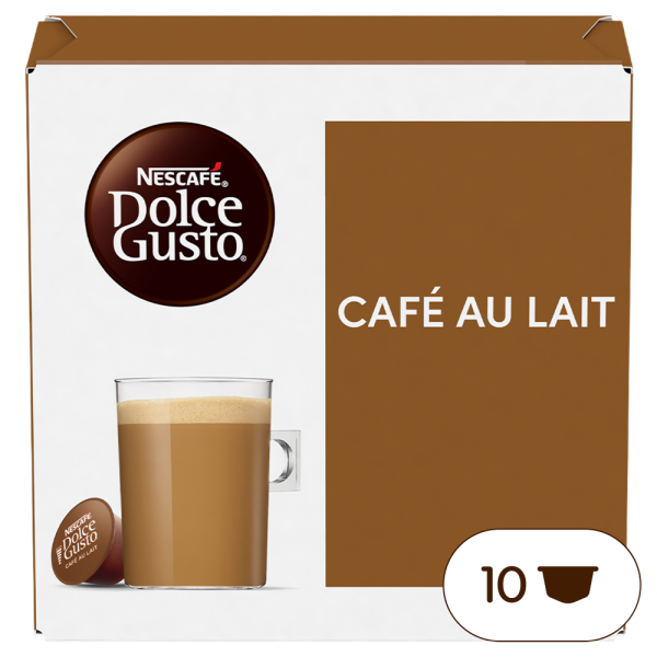 Front view of Café au Lait (10 pods) box